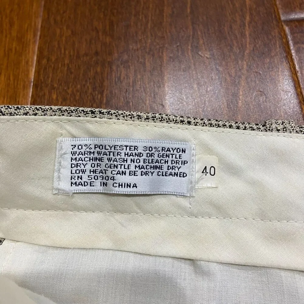 PRONTI Casual Vintage Dress Pleated Tan Brown Slacks Pants Men's Size 40 x 32